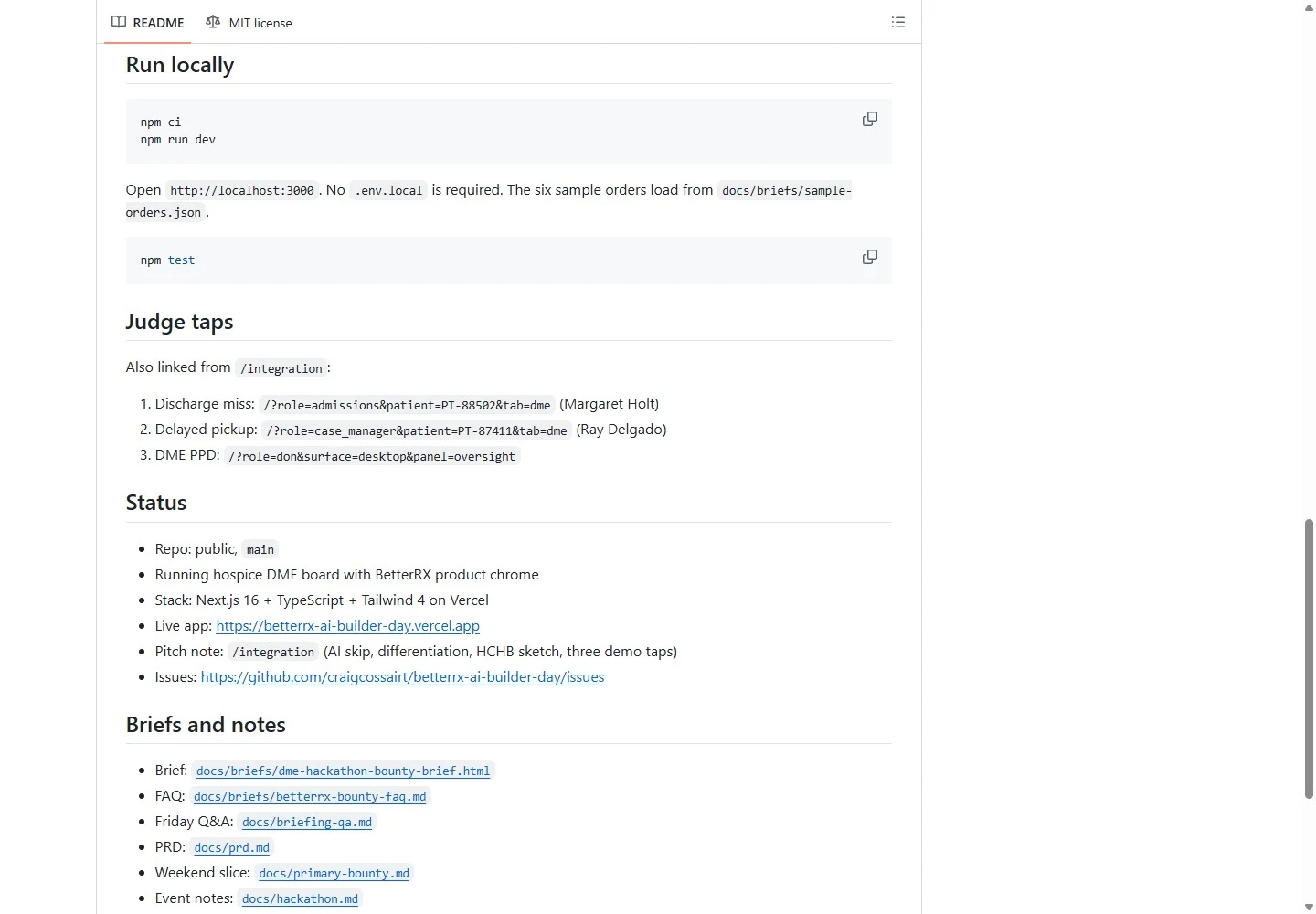 Public BetterRX prototype documentation and challenge notes